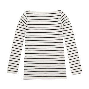 The Talbots Tee 100% Cotton Green/White Bout Neck Top Women's Size L